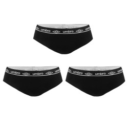 Lot de 3 culottes femme coton Uni Noir ceinture Noire