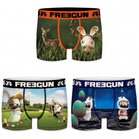 Lot de 3 boxers garçon Freegun Lapins Cretins G2